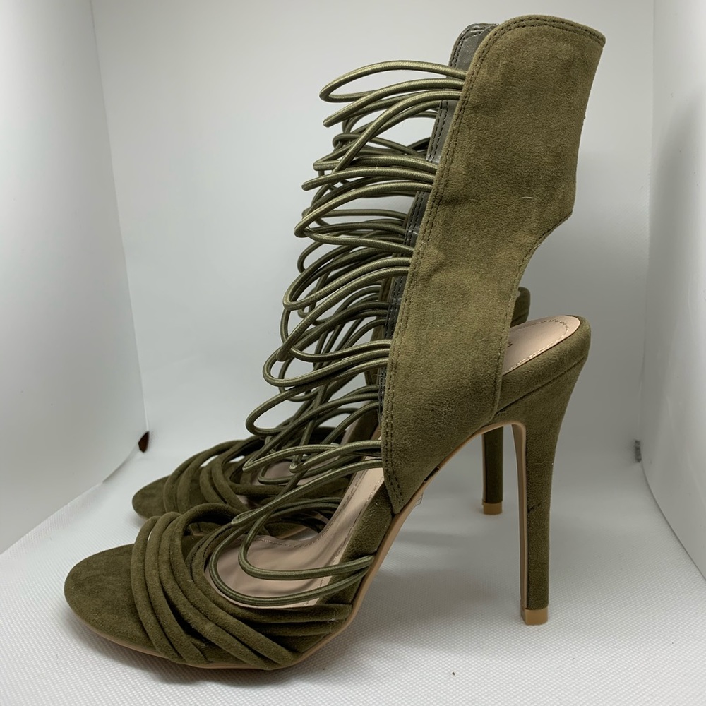 Olive green gladiator heels size 6